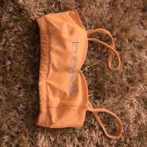 yellow bebe glitter bra top